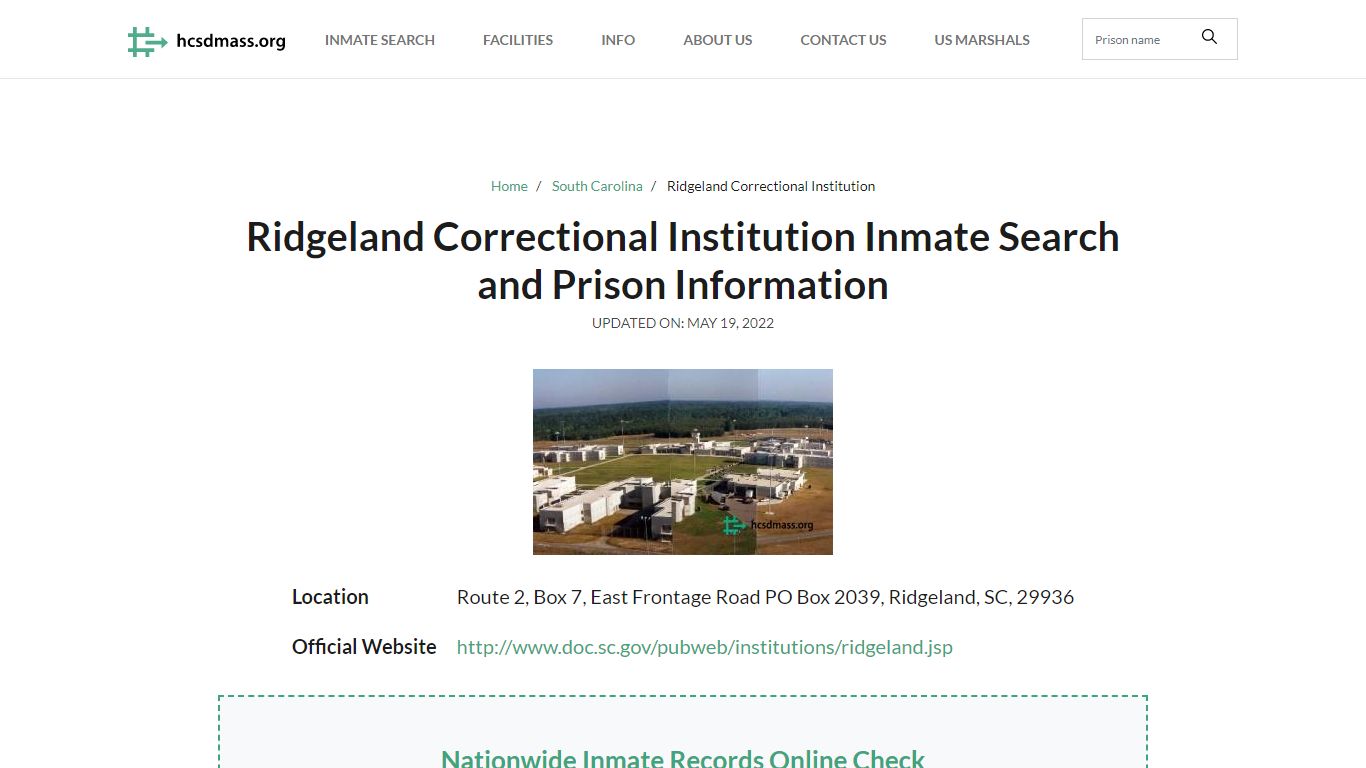 Ridgeland Correctional Institution Inmate Search, Visitation, Phone no ...