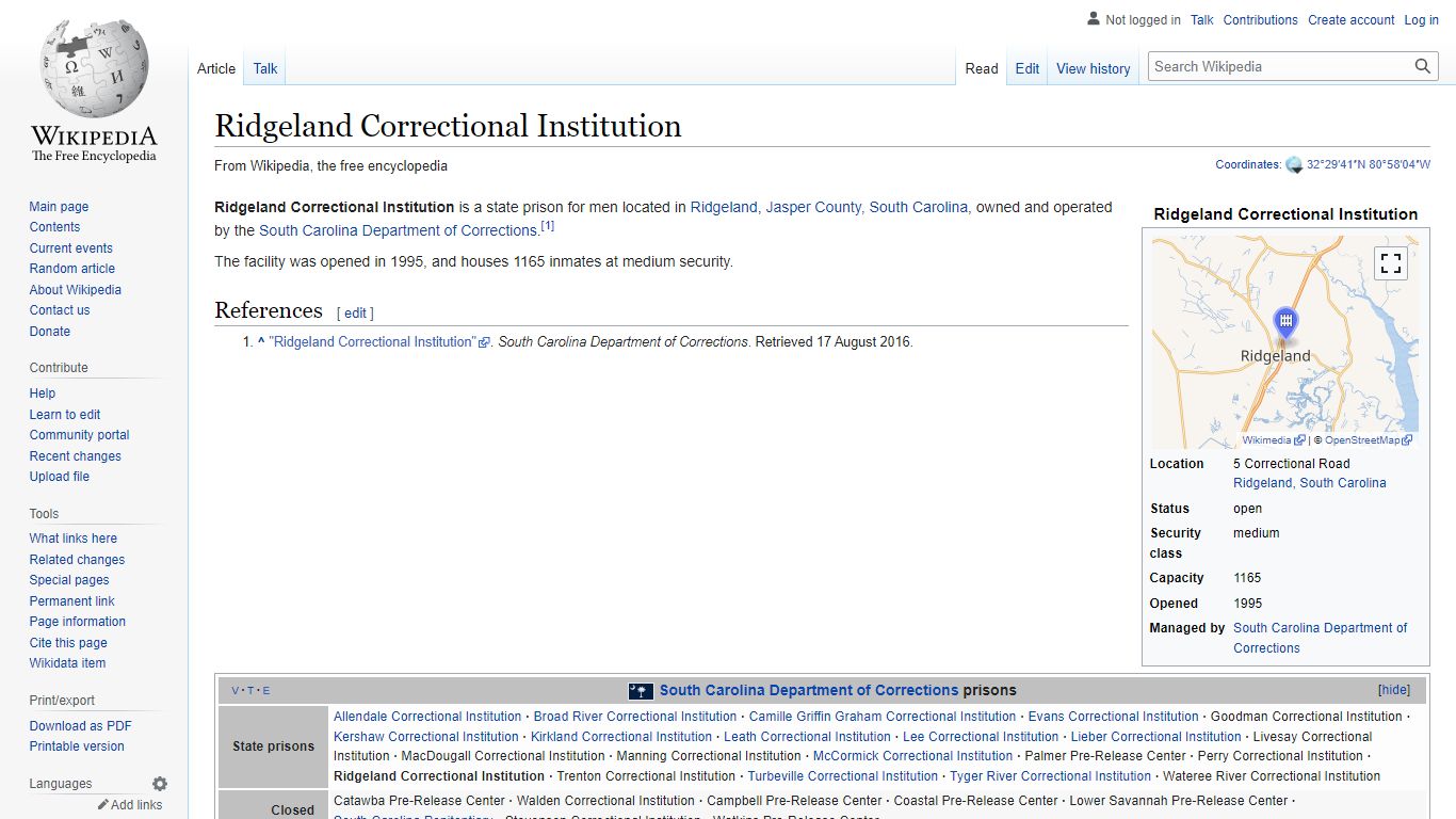 Ridgeland Correctional Institution - Wikipedia